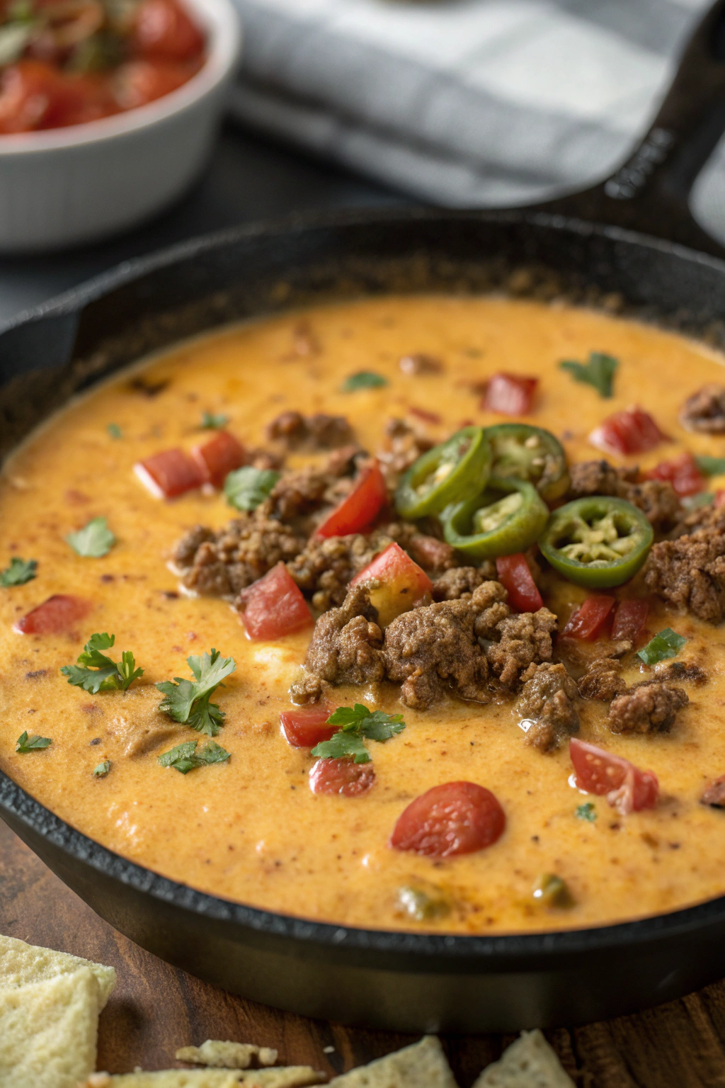 One Pan Queso Dip With Ground Beef & Velveeta Recipe