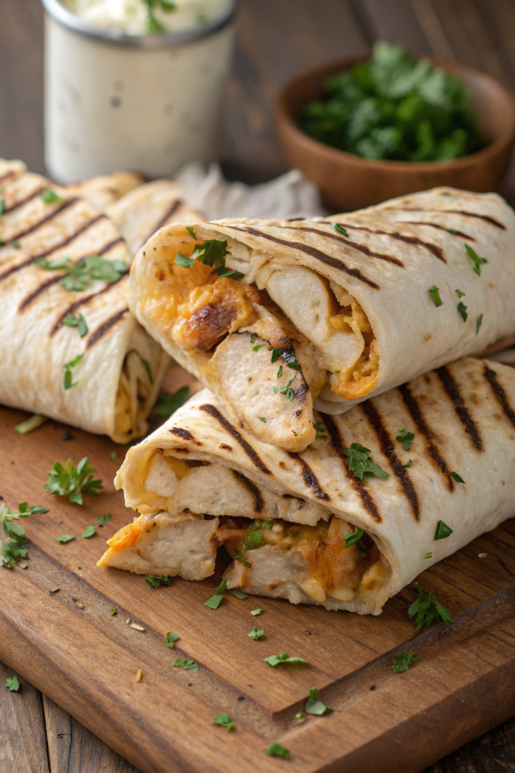 Ooey-Gooey Cheesy Garlic Chicken Wraps Recipe