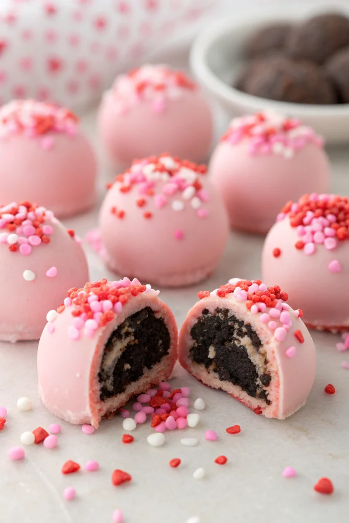 Oreo Truffle Balls with Pink Candy Coating