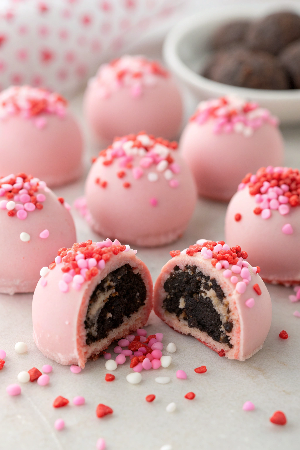 Oreo Truffle Balls with Pink Candy Coating