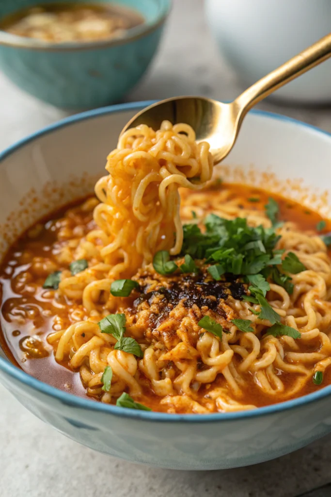 Homemade Creamy Buldak Ramen With Egg