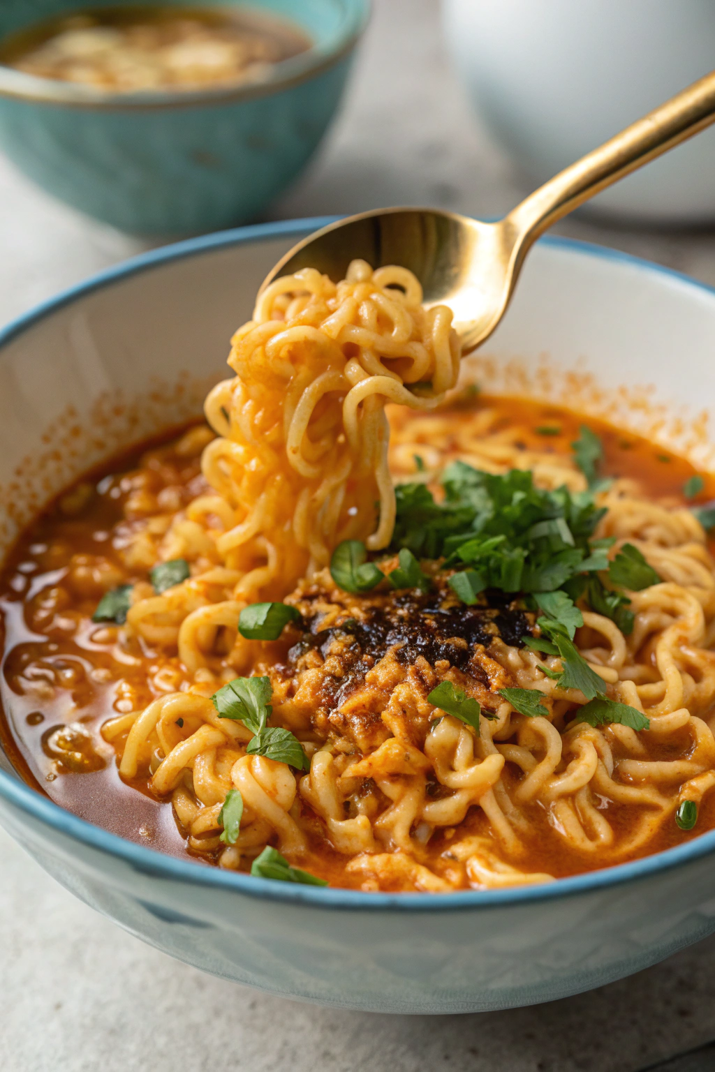Homemade Creamy Buldak Ramen With Egg