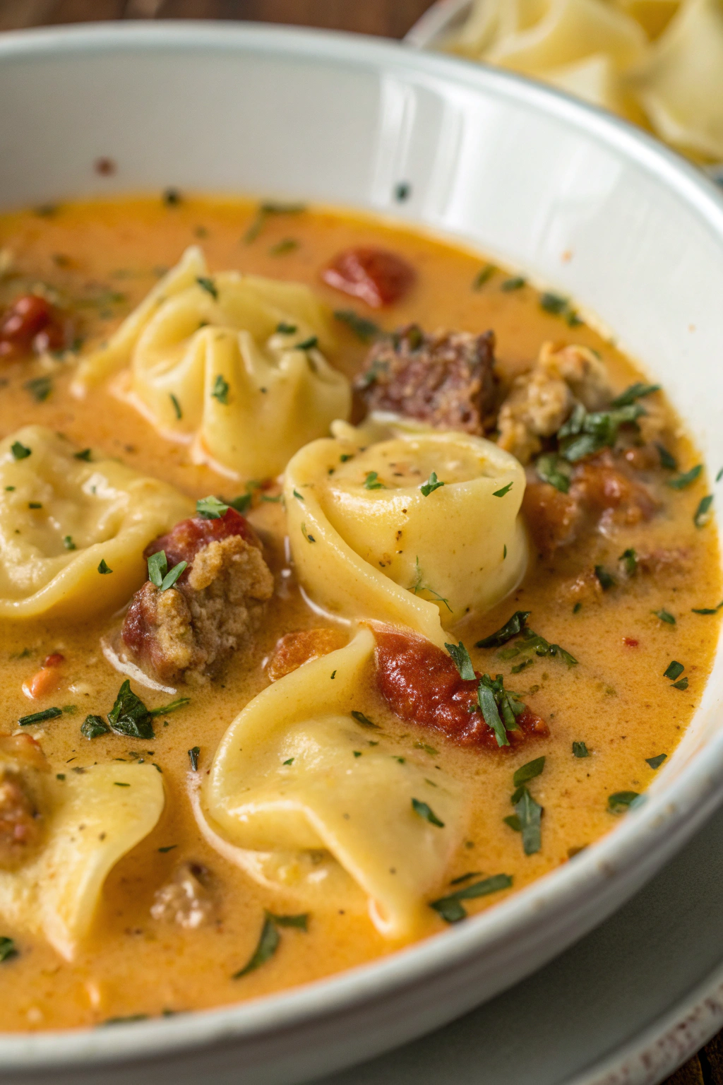 Sausage Tortellini Soup with Spinach