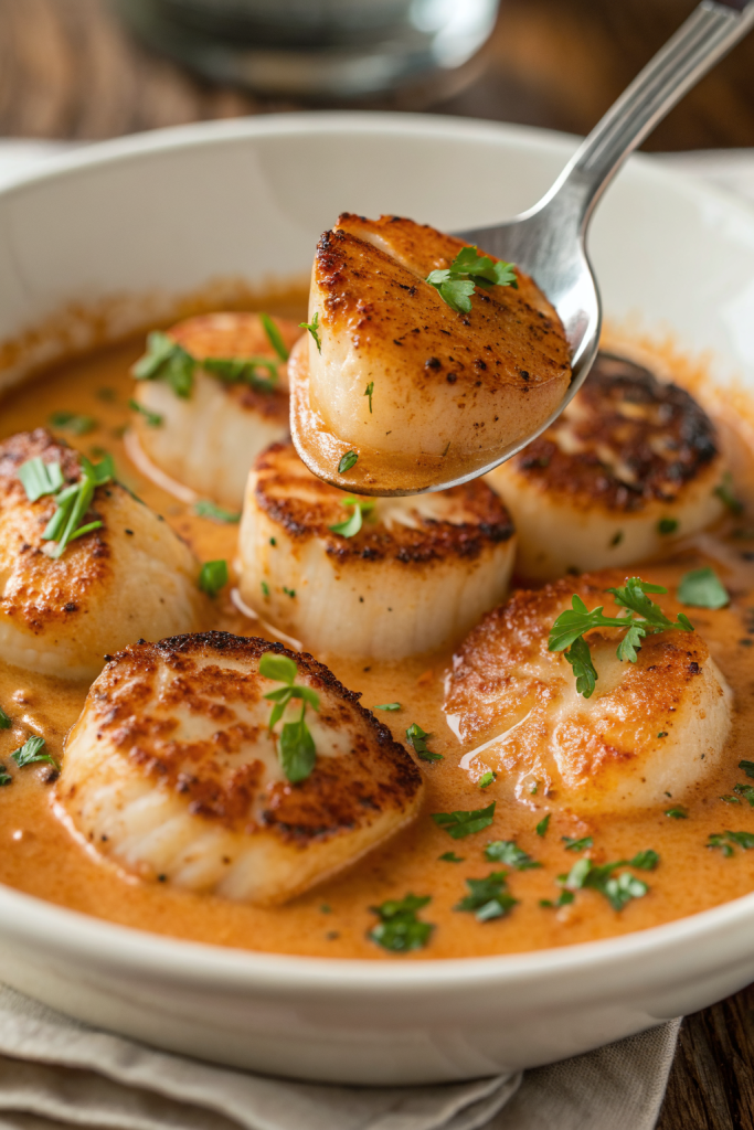 Seared Scallops with Spicy Cajun Cream Sauce