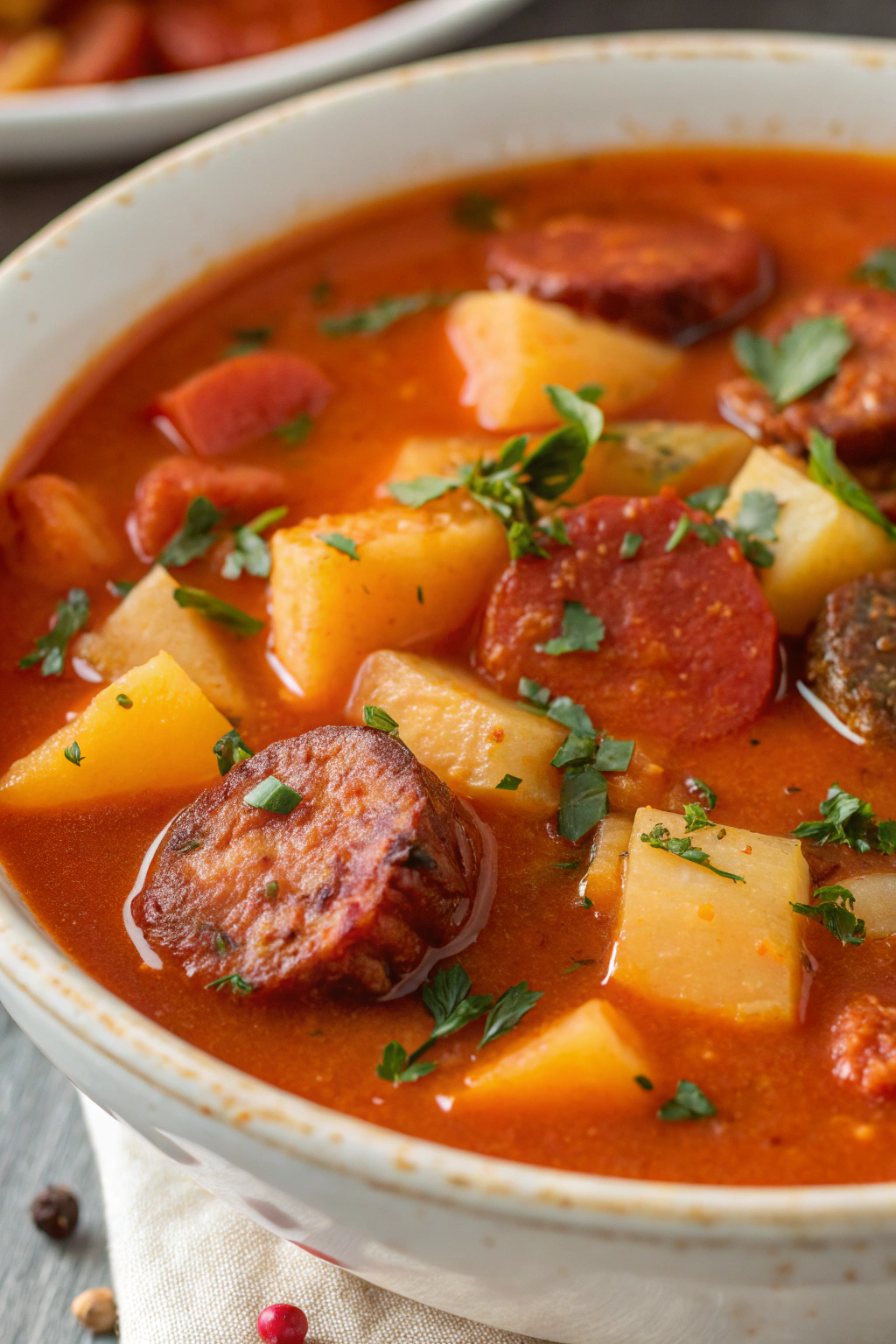Spanish Potato Soup with Chorizo