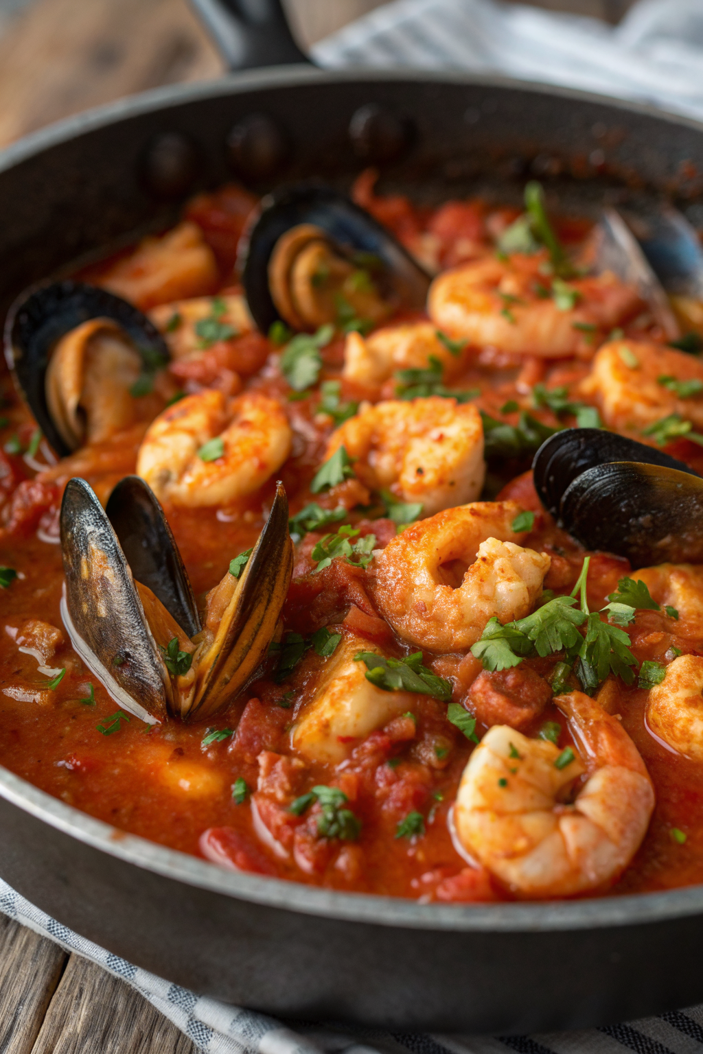 Spicy Nduja Seafood in Tomato Broth