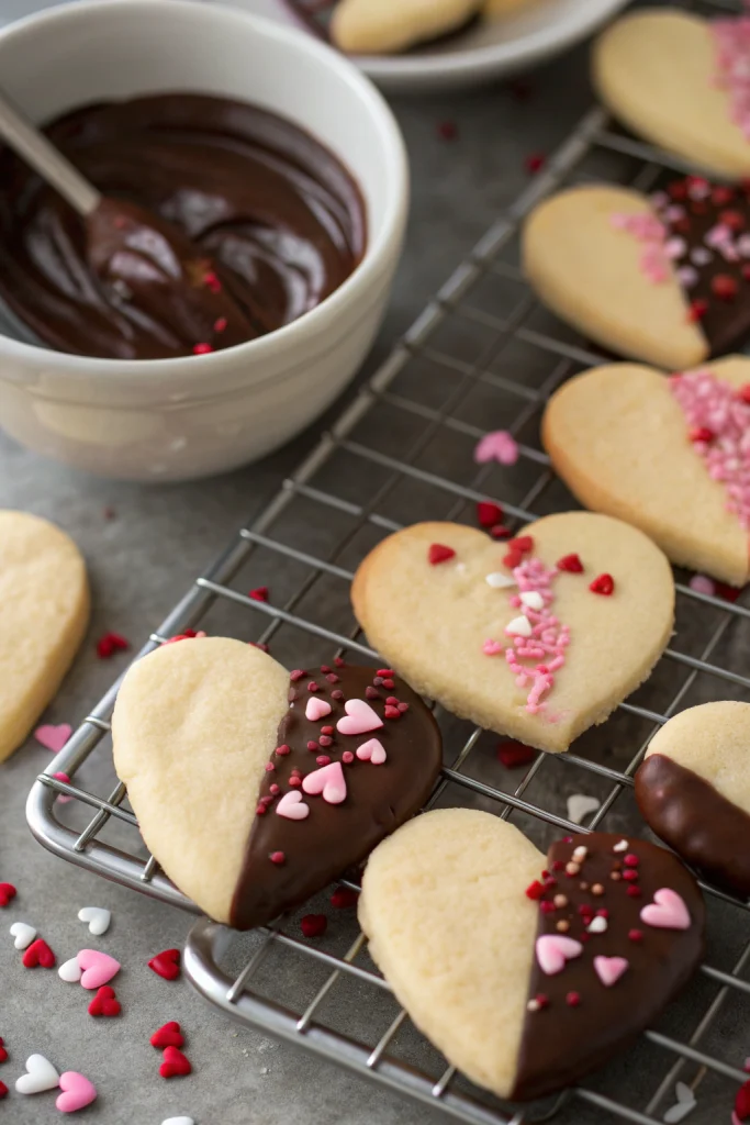 ⁣5 ingredient Valentine’s Shortbread Hearts Recipe