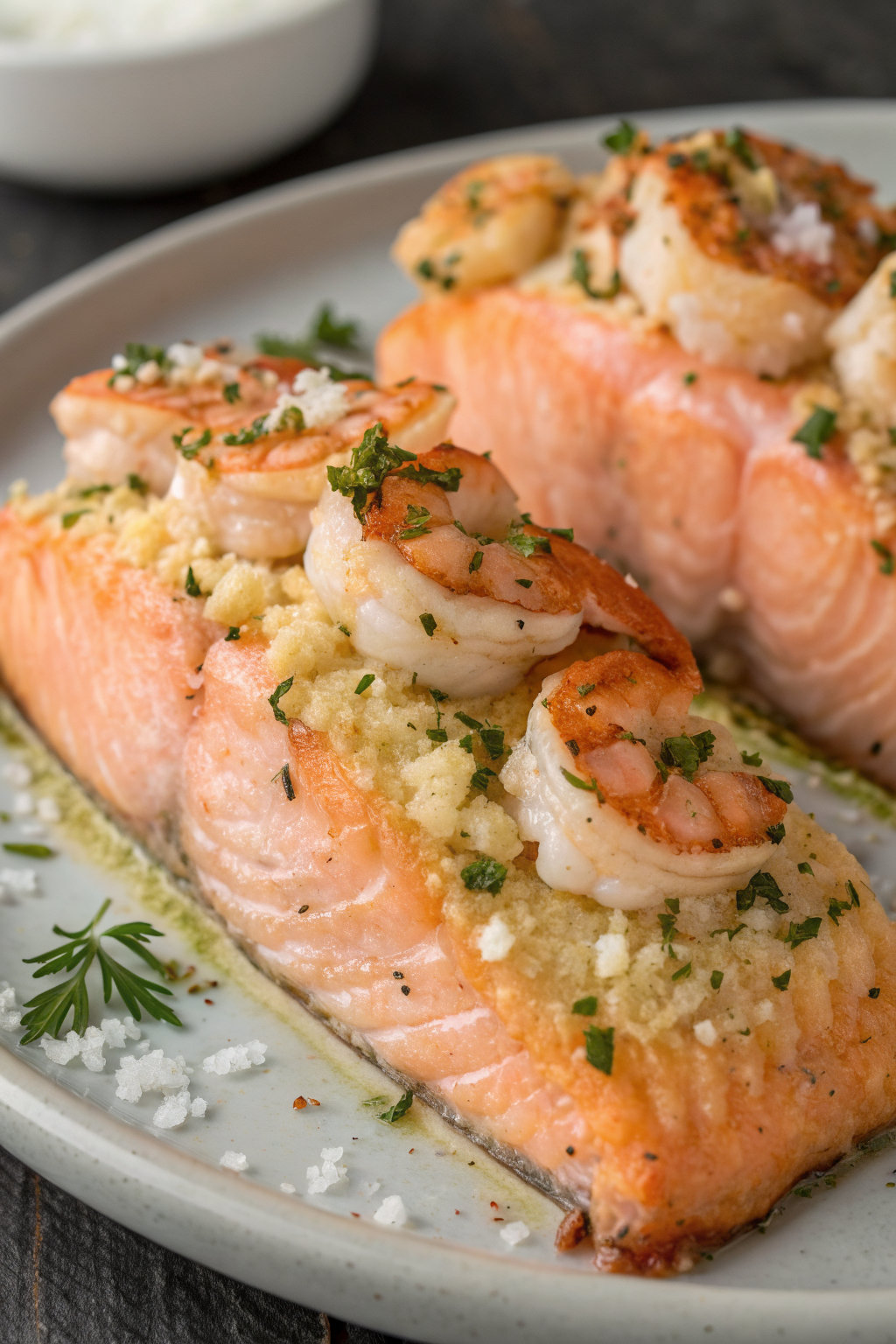 Crab and Shrimp Stuffed Salmon with Creamy Filling