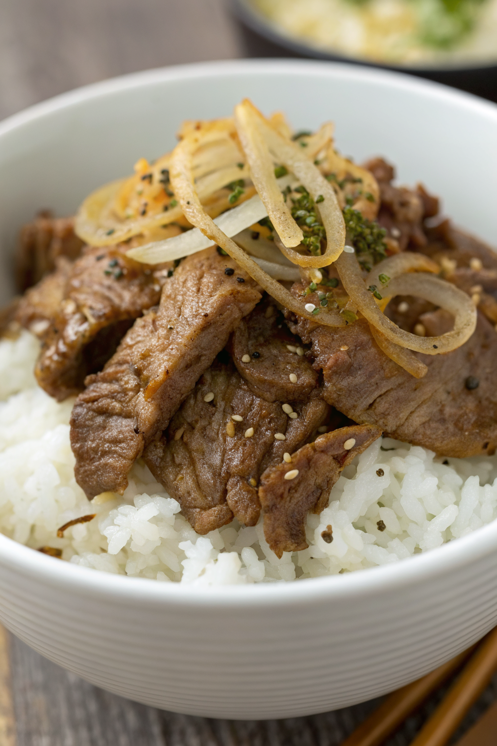 Gyudon Japanese Beef Rice Bowl Recipe