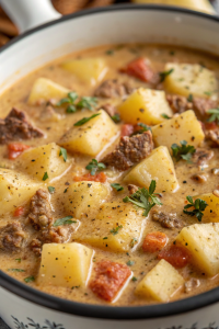 Crockpot Creamy Potato & Hamburger Soup Recipe