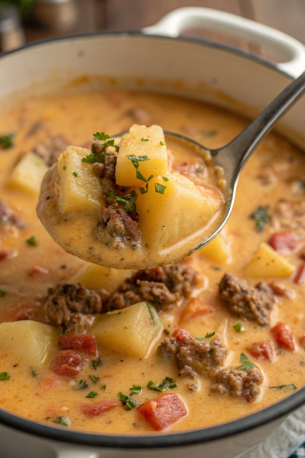 Cheesy Beef Potato Soup Recipe