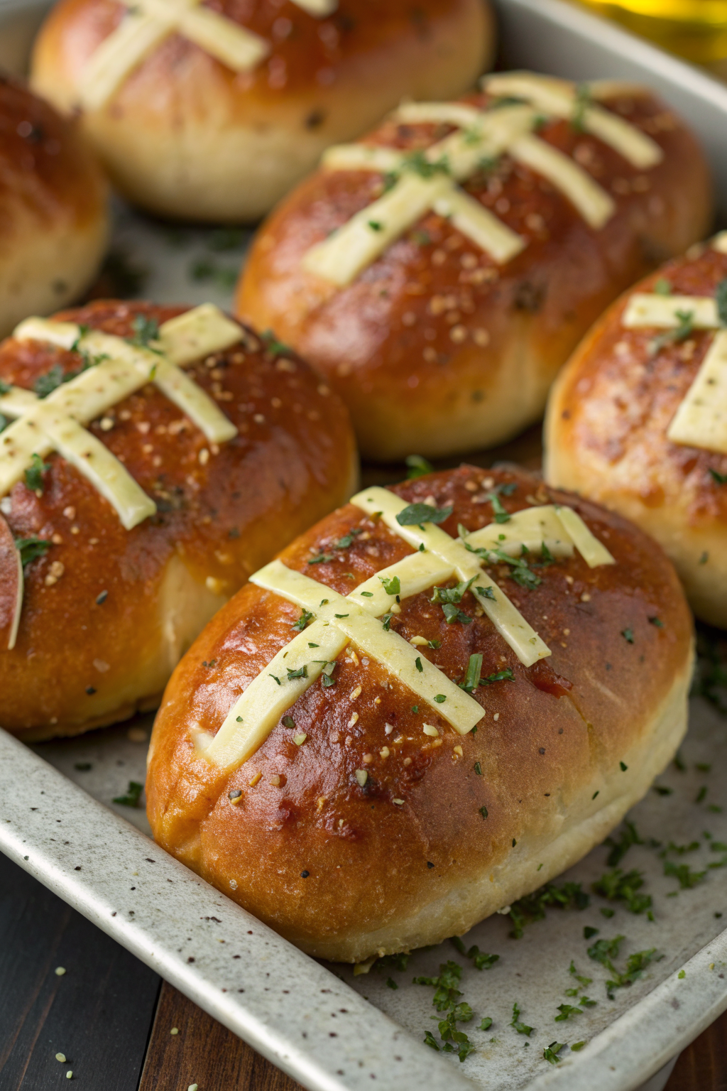 Football-Shaped Cheesy Stuffed Garlic Bread Rolls Recipe