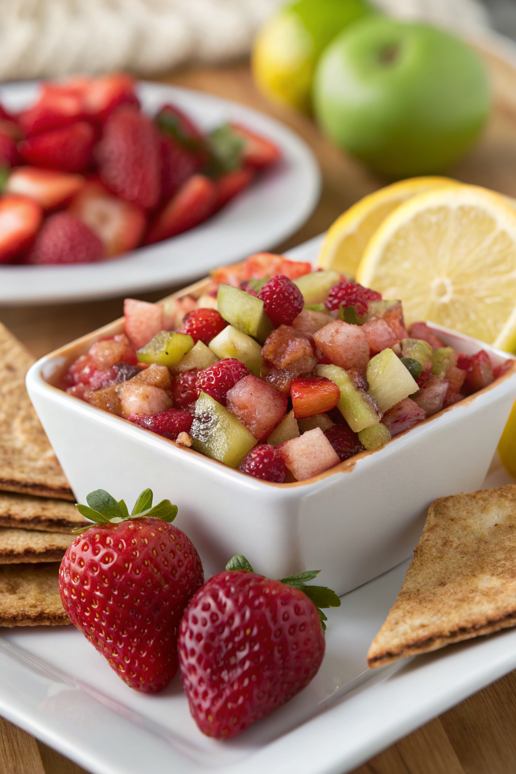 Fruit Salsa with Cinnamon Crisps