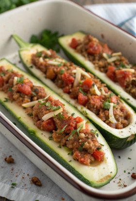 Easy Ground Beef Zucchini Boats Recipe