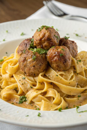 Garlic Butter Turkey Meatballs with Lemon Zucchini Noodles