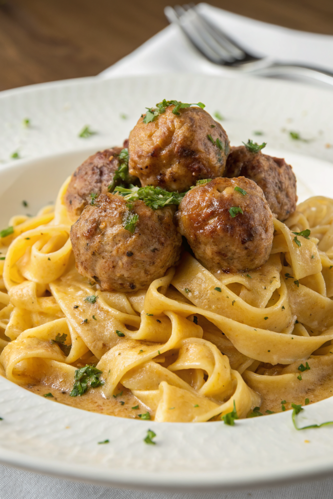 Garlic Butter Turkey Meatballs with Lemon Zucchini Noodles