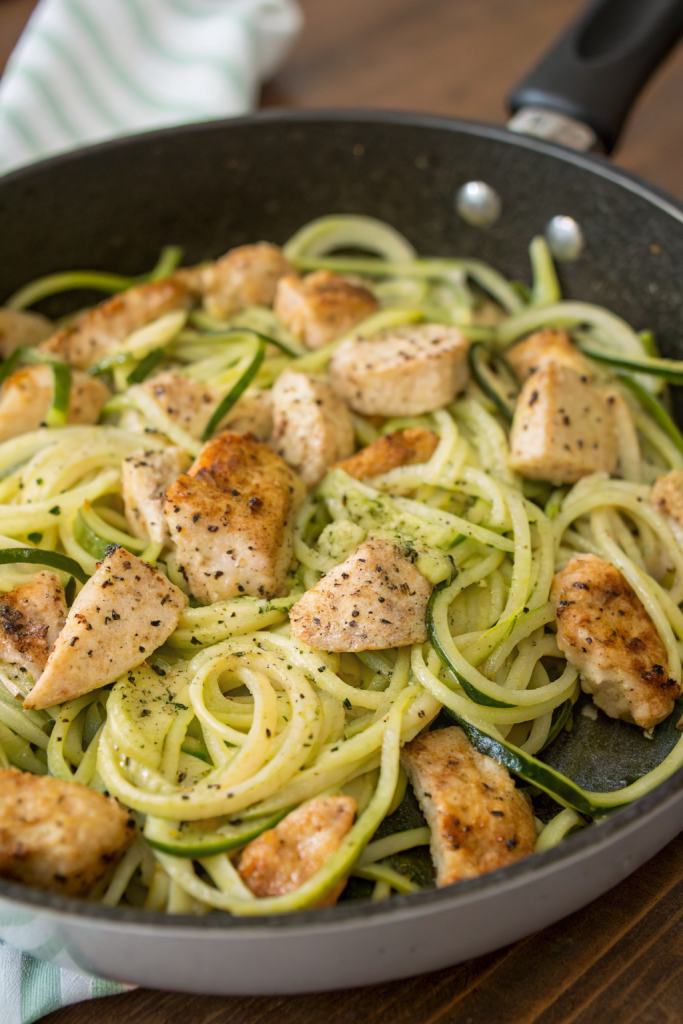 Garlic Chicken Zucchini Noodles Stir Fry Recipe