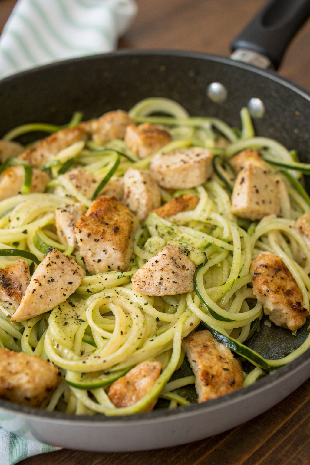 Garlic Chicken Zucchini Noodles Stir Fry Recipe