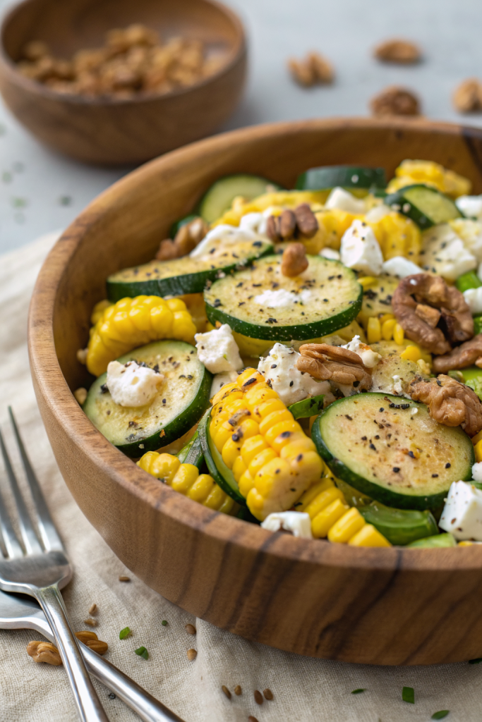 Grilled Corn Salad With Zucchini And Feta