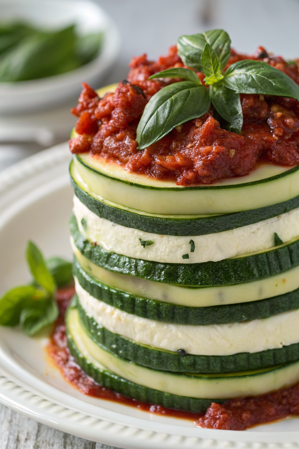 Layered Zucchini Ricotta Melts with Marinara