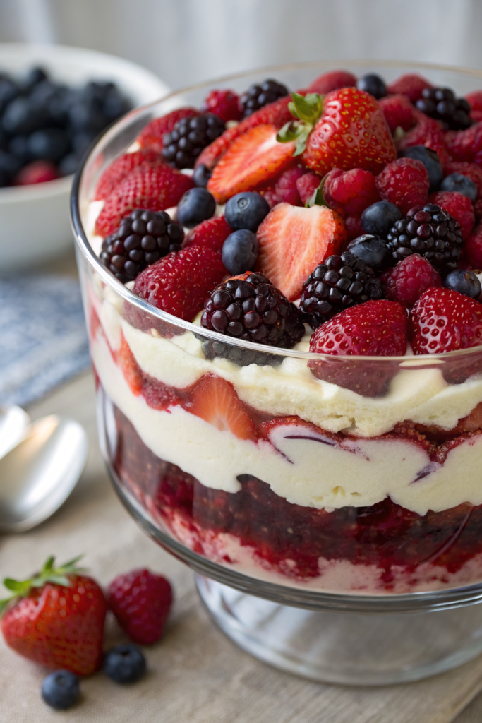 Mixed Berry Trifle With Raspberry Jelly