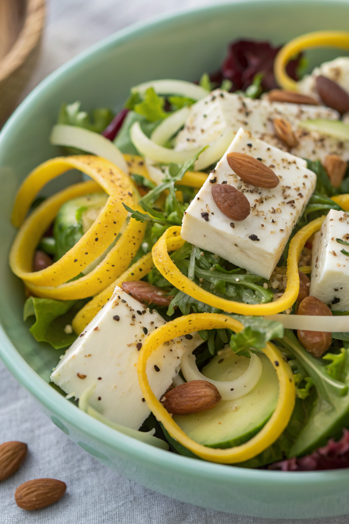 Shaved Zucchini Salad with Plums Herbs Almonds