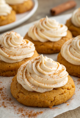 Soft Pumpkin Cookies with Cinnamon Frosting