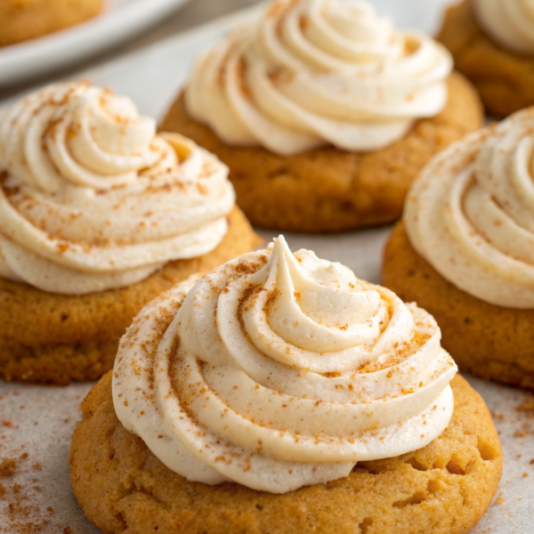 Soft Pumpkin Cookies with Cinnamon Frosting