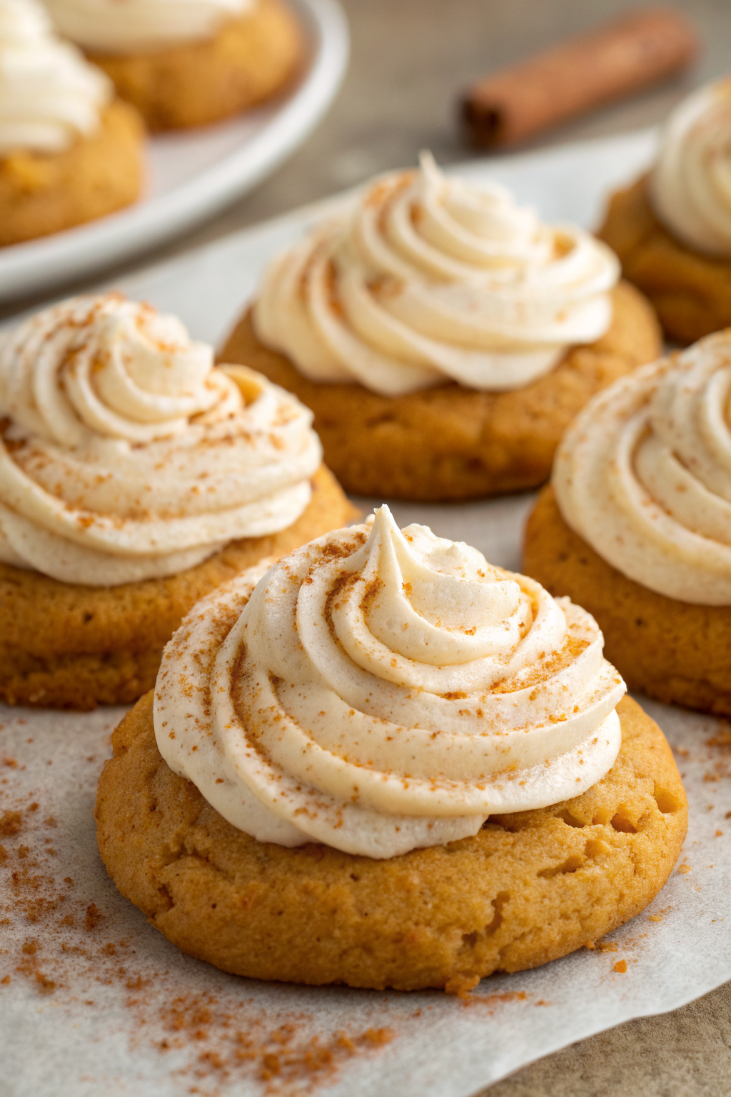 Soft Pumpkin Cookies with Cinnamon Frosting