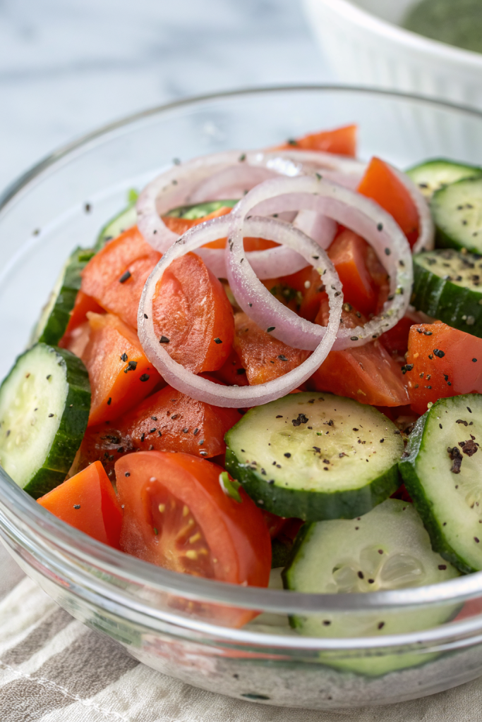 Spiced Cucumber Onion and Tomato Salad