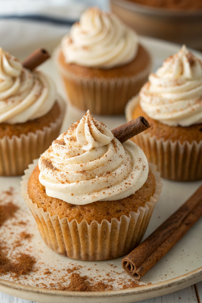 Vanilla Chai Pumpkin Latte Cupcakes with Cinnamon