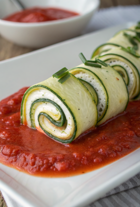 Zucchini Lasagna Roll-Ups With Spinach and Cheese