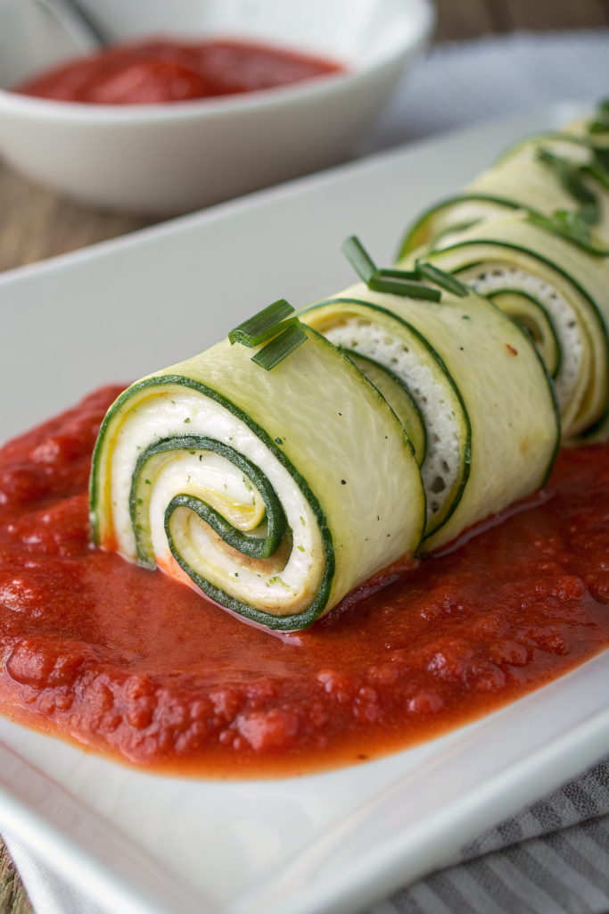 Zucchini Lasagna Roll-Ups With Spinach and Cheese