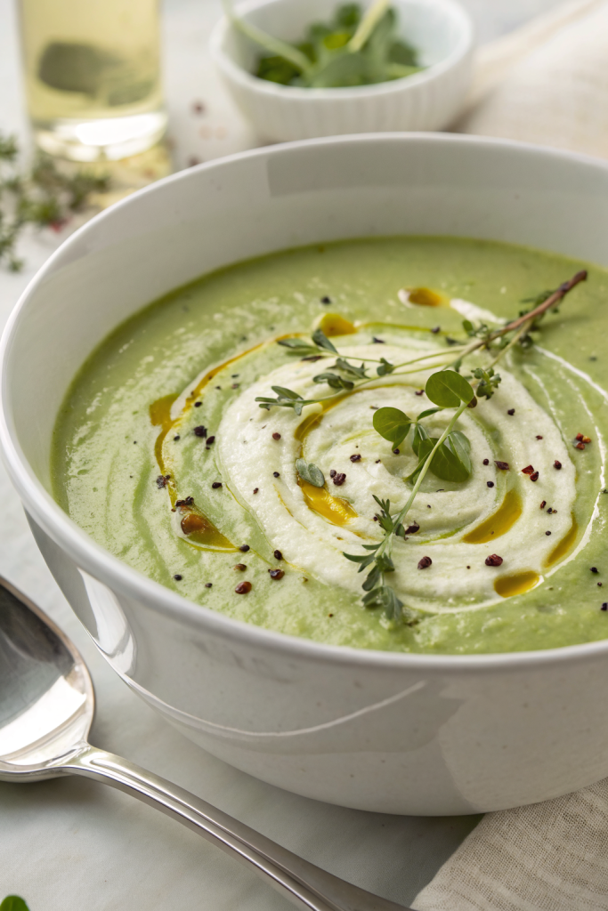 Zucchini Soup with Yogurt Lemon and Dill