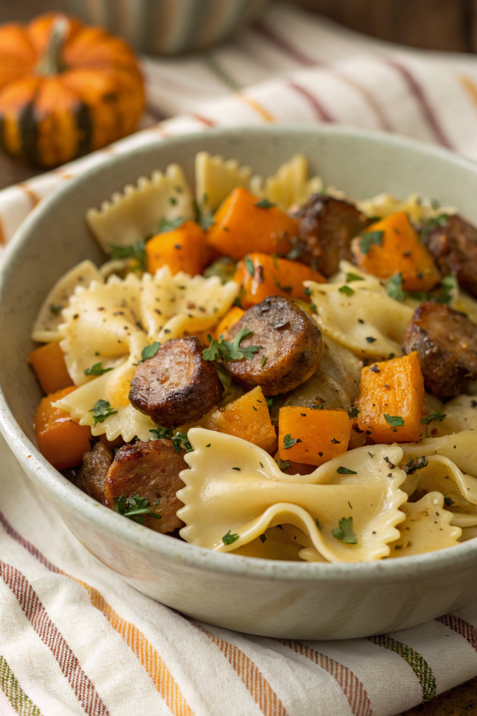 Creamy Butternut Squash Pasta with Sausage and Spinach