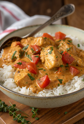 Creamy Paprika Chicken with Rice in a Velvety Sauce