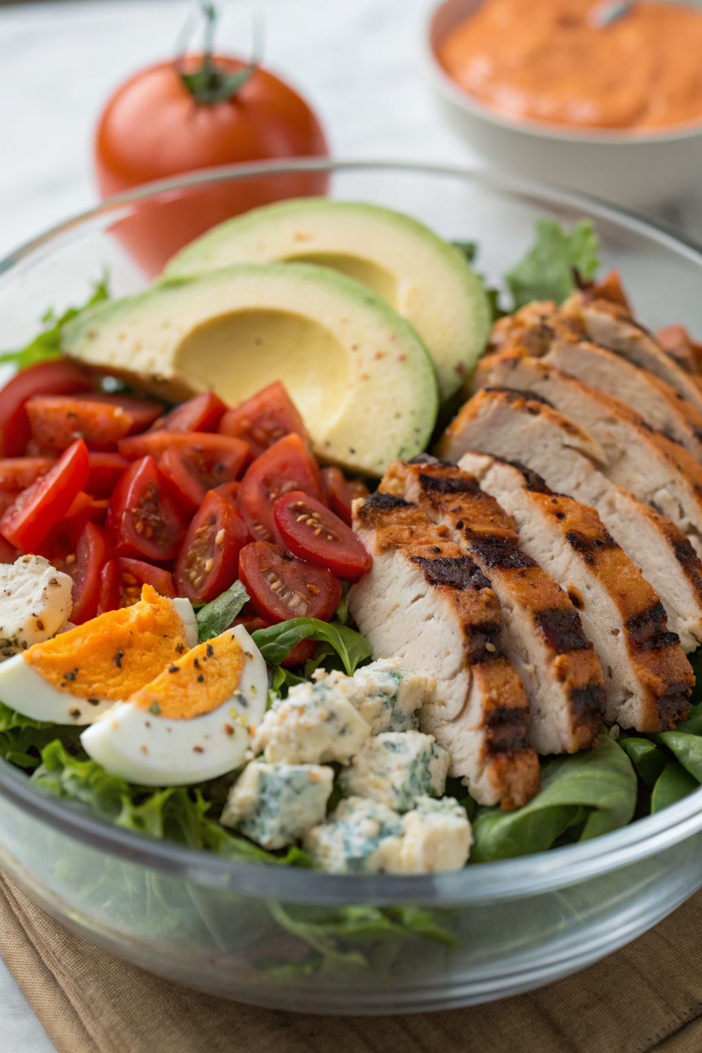 Keto Chicken Cobb Salad with Blue Cheese Dressing