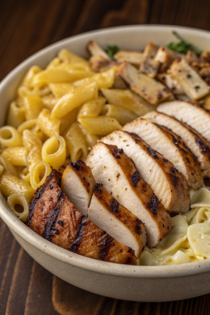 Loaded Herb Grilled Chicken with Creamy Pesto Pasta Roasted Potatoes