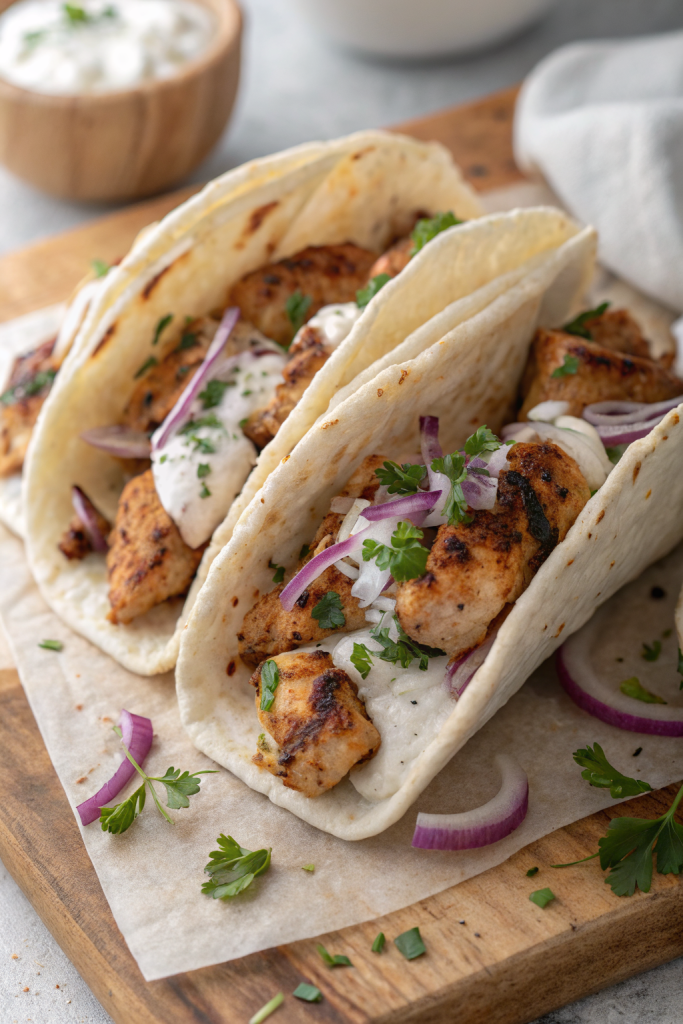 Mediterranean Chicken Gyros with Creamy Feta Tzatziki