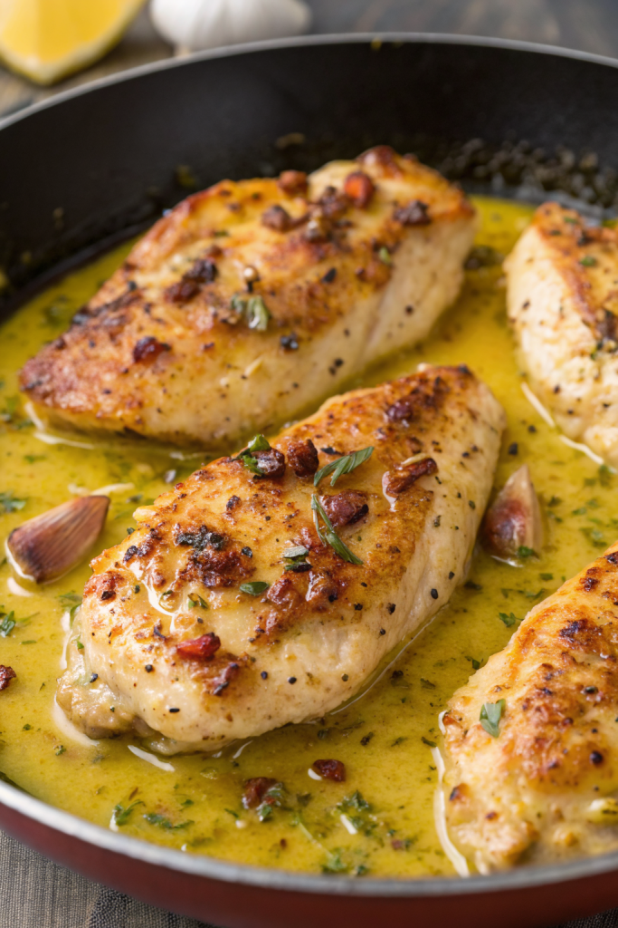 Pan Seared Chicken with zesty Lemon Mustard Sauce