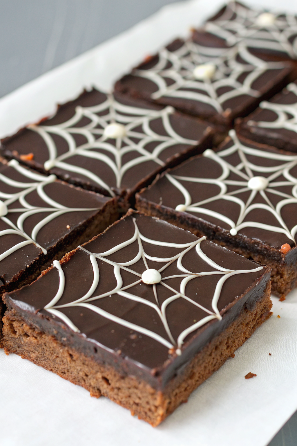 White Chocolate Spiderweb Brownies Recipe