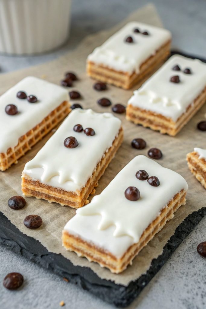 Chocolate Dipped Ghost Wafer Cookies Recipe