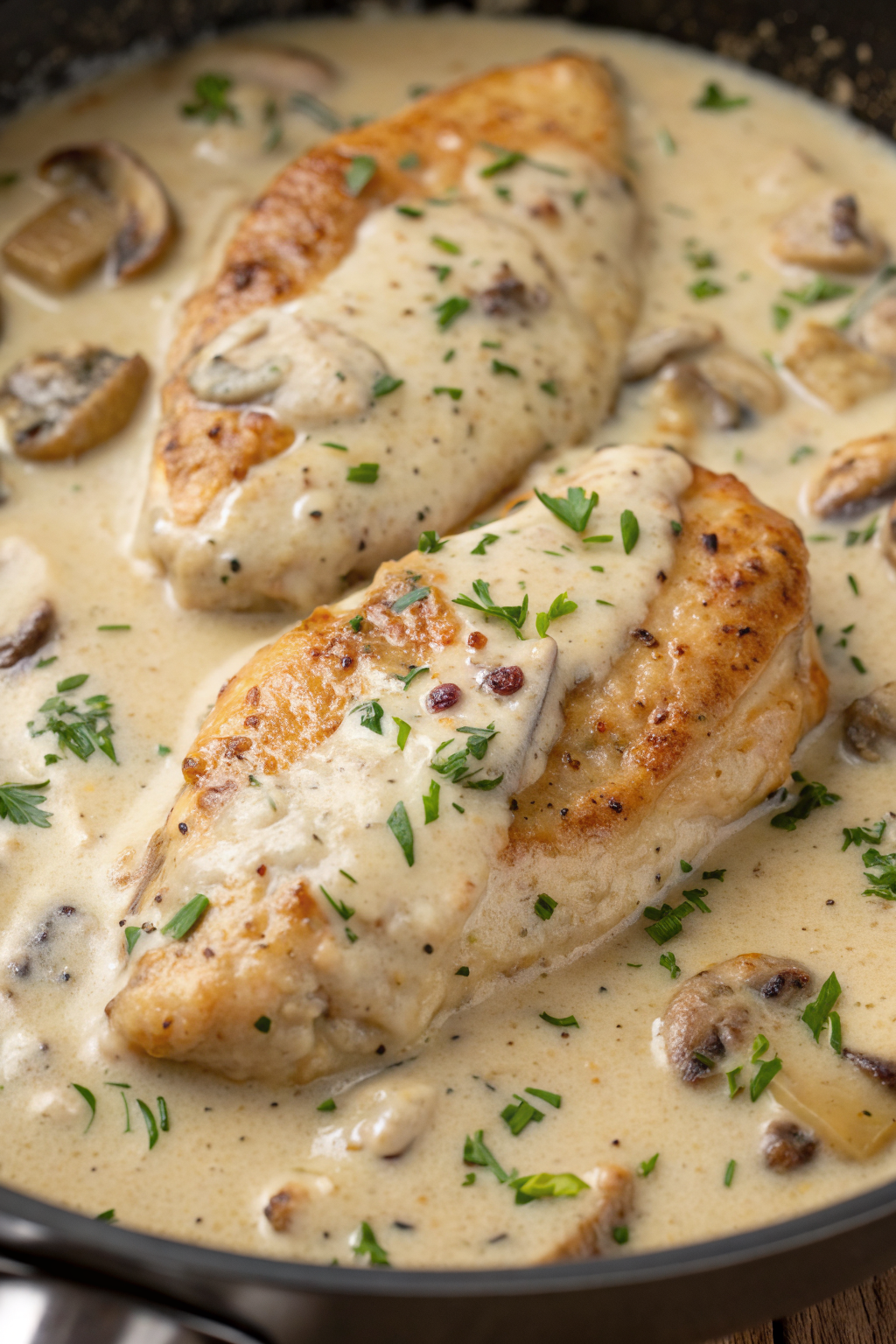 Creamy Garlic Mushroom Chicken Recipe