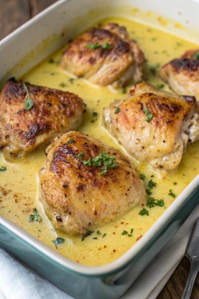 Creamy Oven Baked Chicken Thighs Recipe