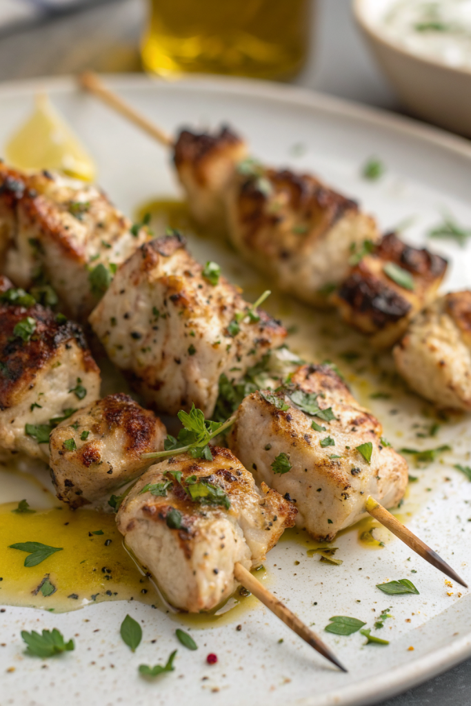 Greek Chicken Souvlaki with Tzatziki Sauce