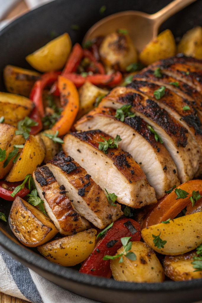 Grilled Chicken with Roasted Veggies Potatoes