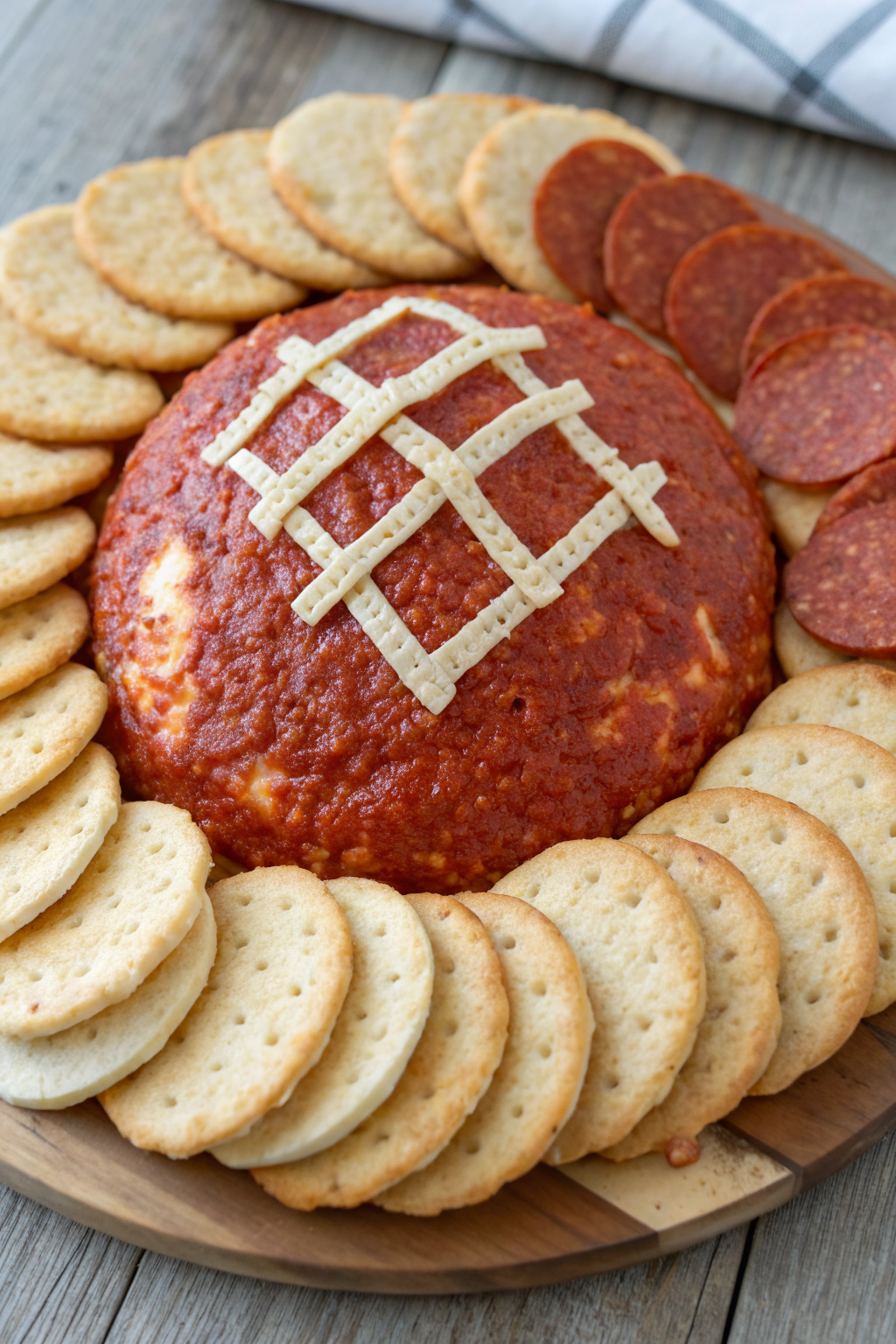 Pepperoni Football Cheese Ball Recipe