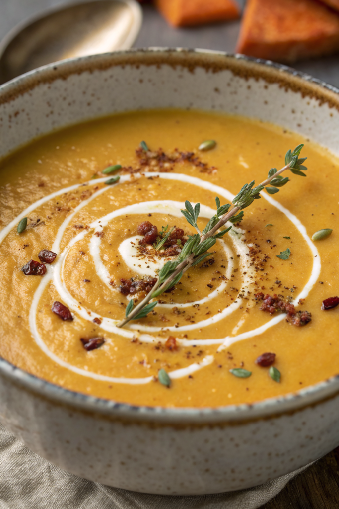 Spicy Butternut Squash Sweet Potato Soup Recipe