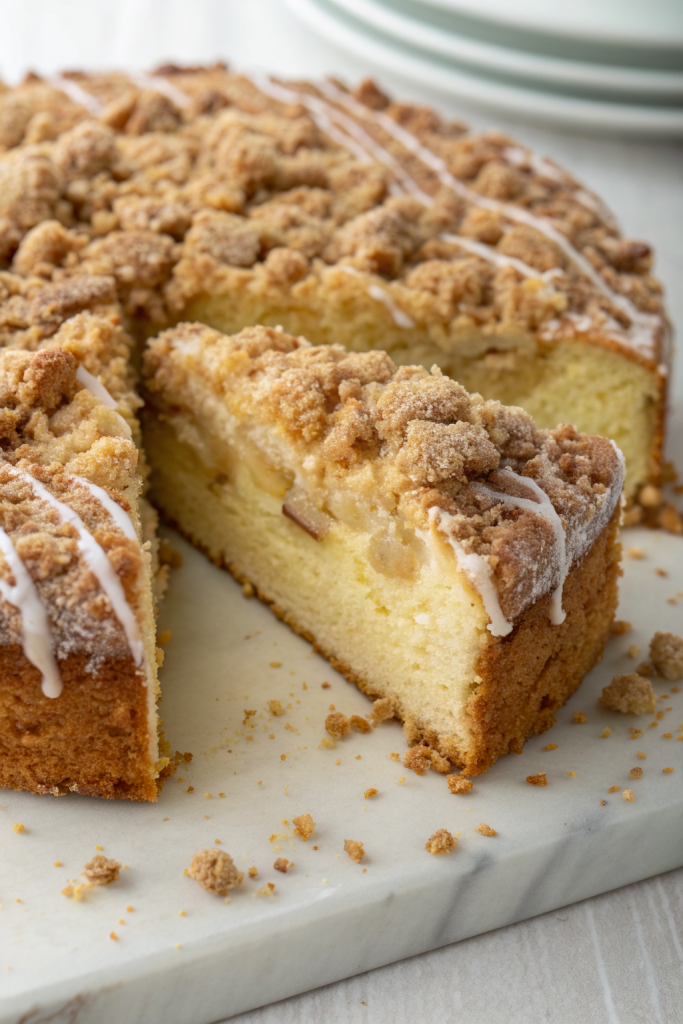 Apple Crumb Cake with Cinnamon Apple Drizzle
