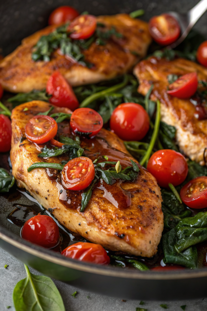 Balsamic Chicken Breast With Spinach And Tomatoes